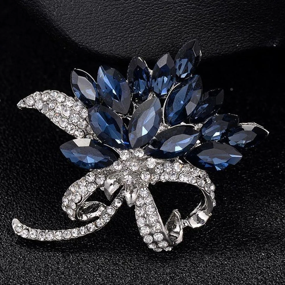 Women's Flower Brooch Pin Crystal Rhinestones Breastpin for Wedding/Banquet/Bouquet