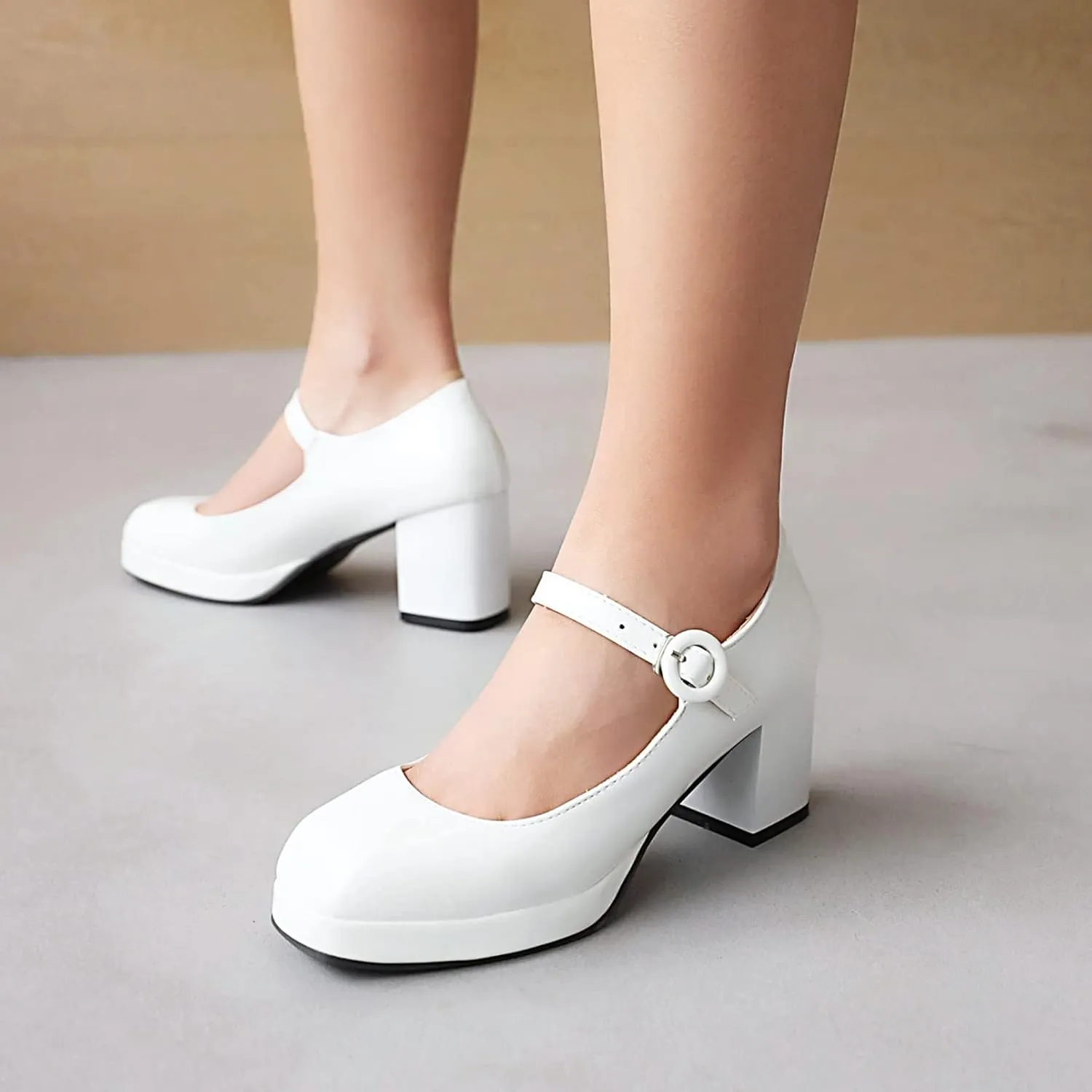 Womens Gothic Dress Shoes Platform Mary Janes Ankle Strap Chunky High Heel School Uniform Pumps