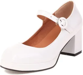 Womens Gothic Dress Shoes Platform Mary Janes Ankle Strap Chunky High Heel School Uniform Pumps