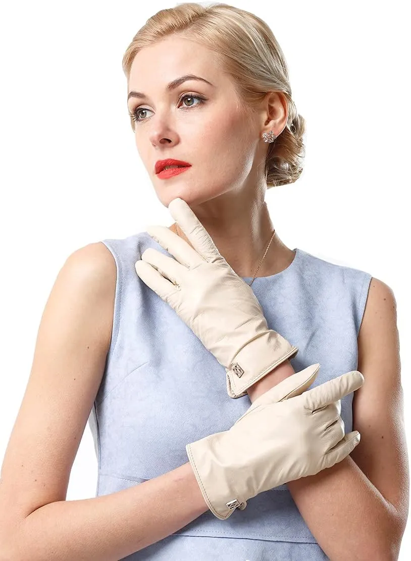 Women's Italian Leather Gloves Lambskin Winter Comfort Gloves (Touchscreen or Non-Touchscreen)