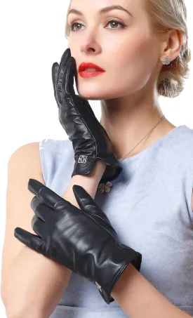 Women's Italian Leather Gloves Lambskin Winter Comfort Gloves (Touchscreen or Non-Touchscreen)
