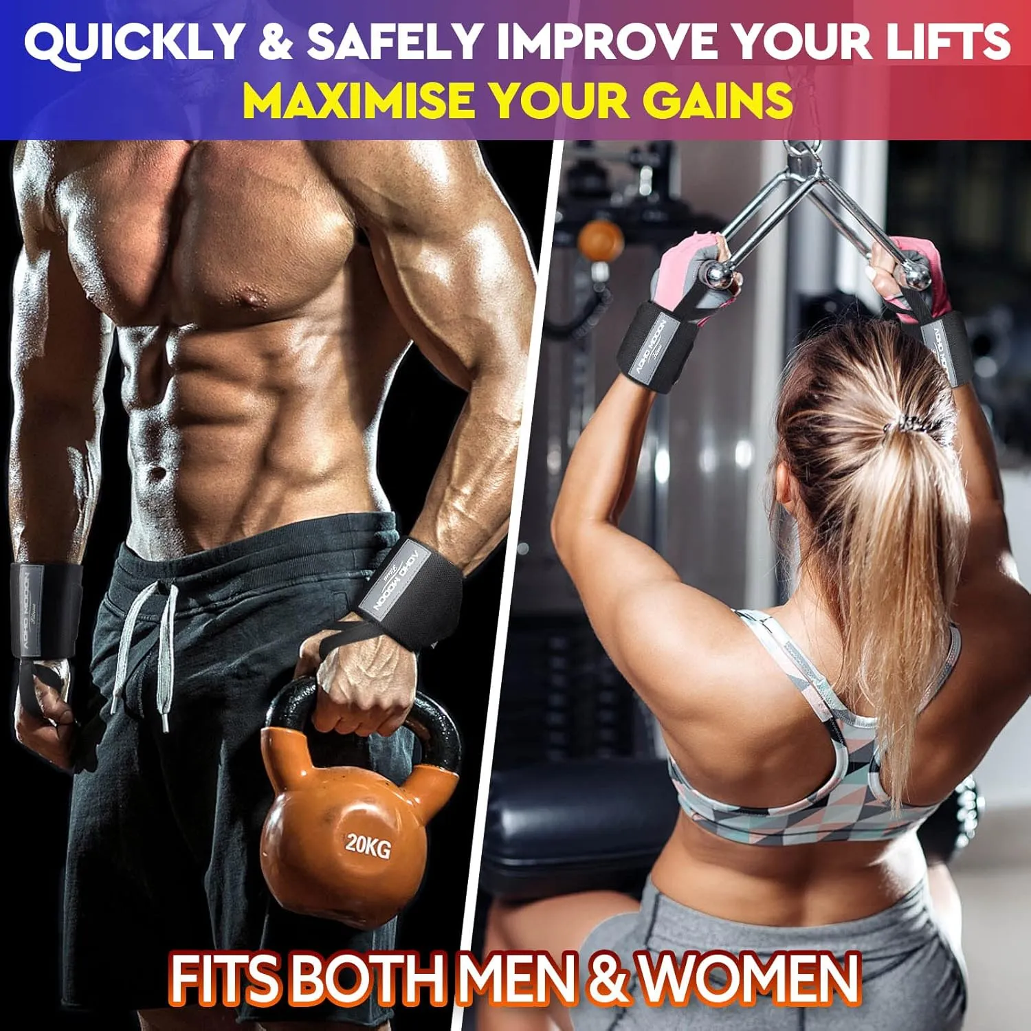 Wrist Wraps for Weightlifting, Wrist Cuffs Gym Lifting Straps for Men and Women, with Thumb Loops Comfort Wrist Brace, Support for Powerlifting, Crossfit, Weight Lifting