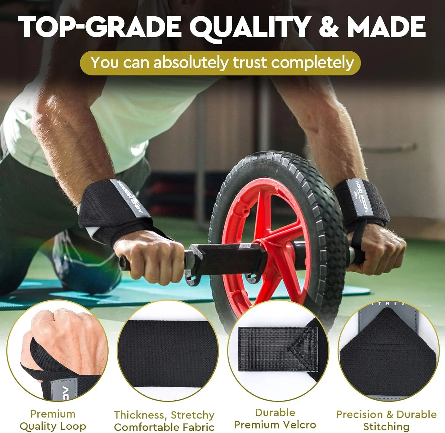 Wrist Wraps for Weightlifting, Wrist Cuffs Gym Lifting Straps for Men and Women, with Thumb Loops Comfort Wrist Brace, Support for Powerlifting, Crossfit, Weight Lifting