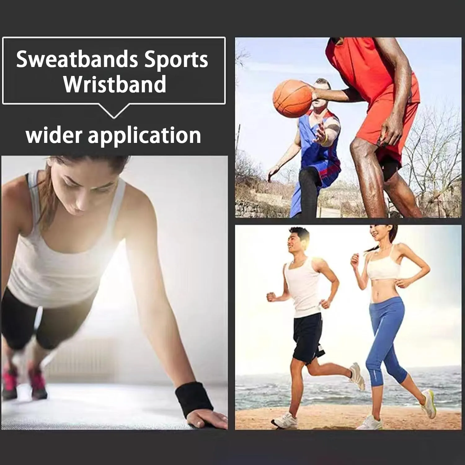 Wristbands Sweatbands for Men & Women, Breathable Tennis Wrist Bands Absorbent Sweat Band Multiuse Wristband for Basketball, Running, Gym, Working Out
