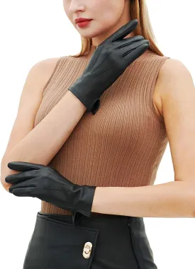 YISEVEN Women Unlined Leather Gloves Italian Lambskin