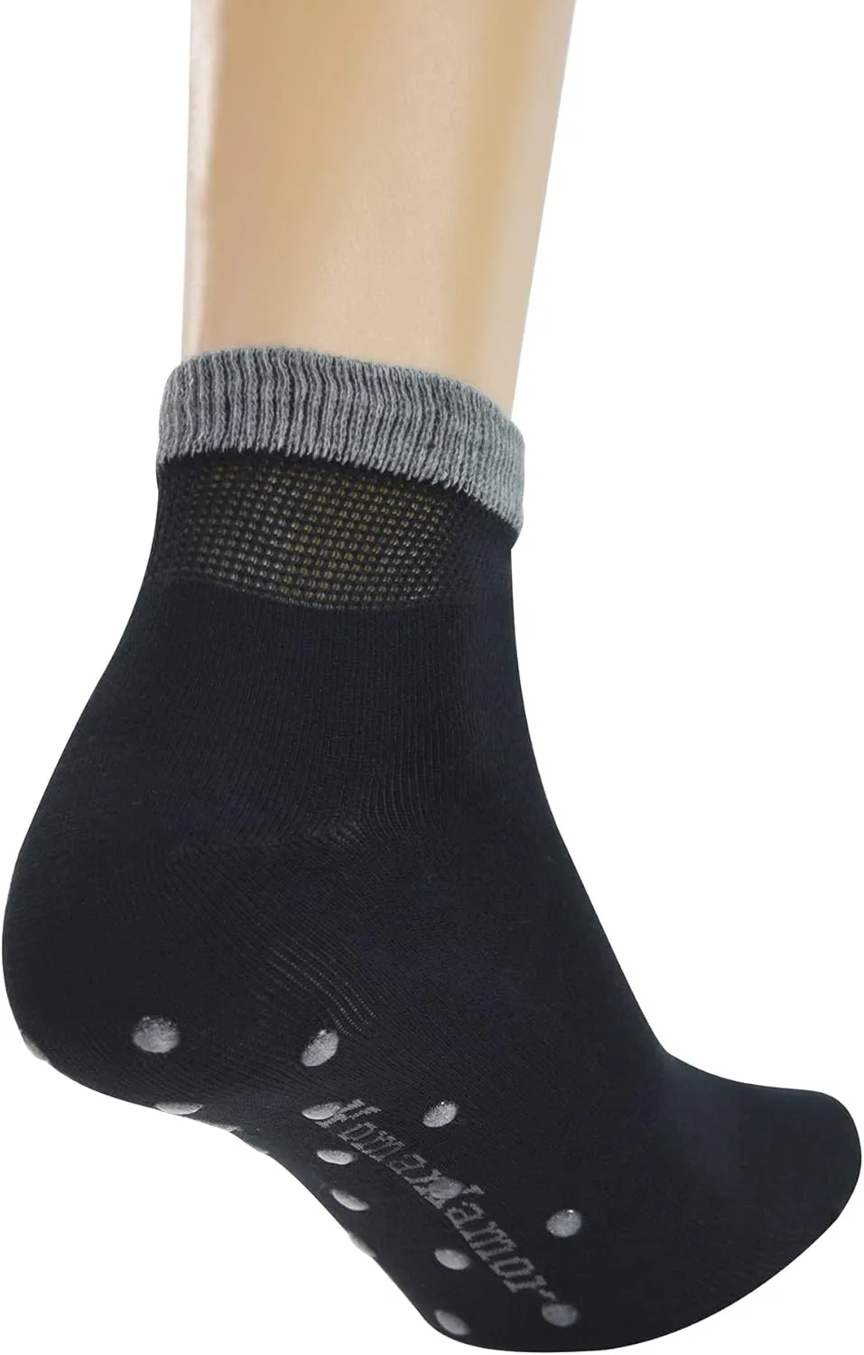 Yomandamor 6 Pairs Seamless Diabetic Socks for Men Non Slip Grip Ankle socks