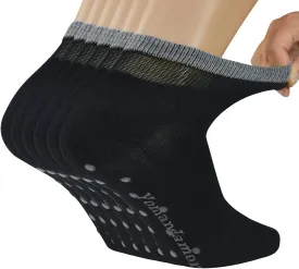 Yomandamor 6 Pairs Seamless Diabetic Socks for Men Non Slip Grip Ankle socks