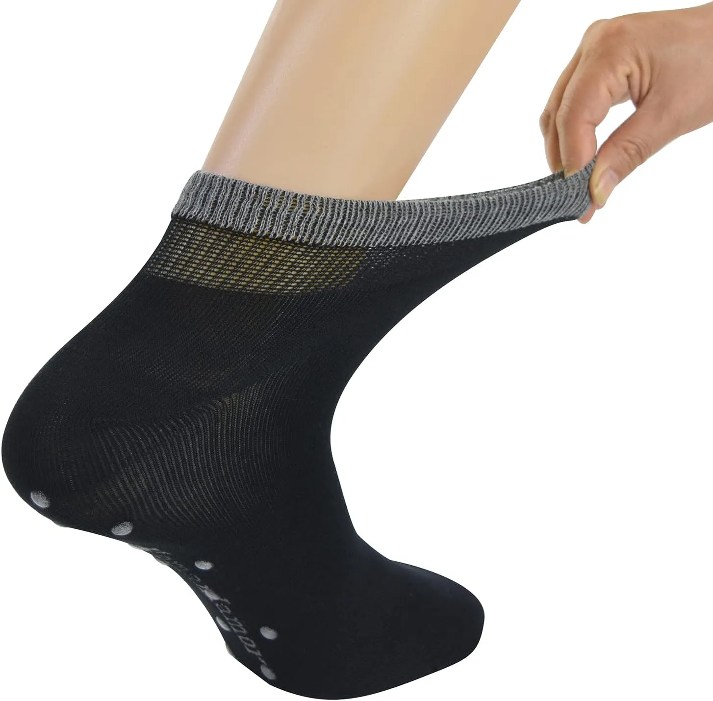 Yomandamor 6 Pairs Seamless Diabetic Socks for Men Non Slip Grip Ankle socks