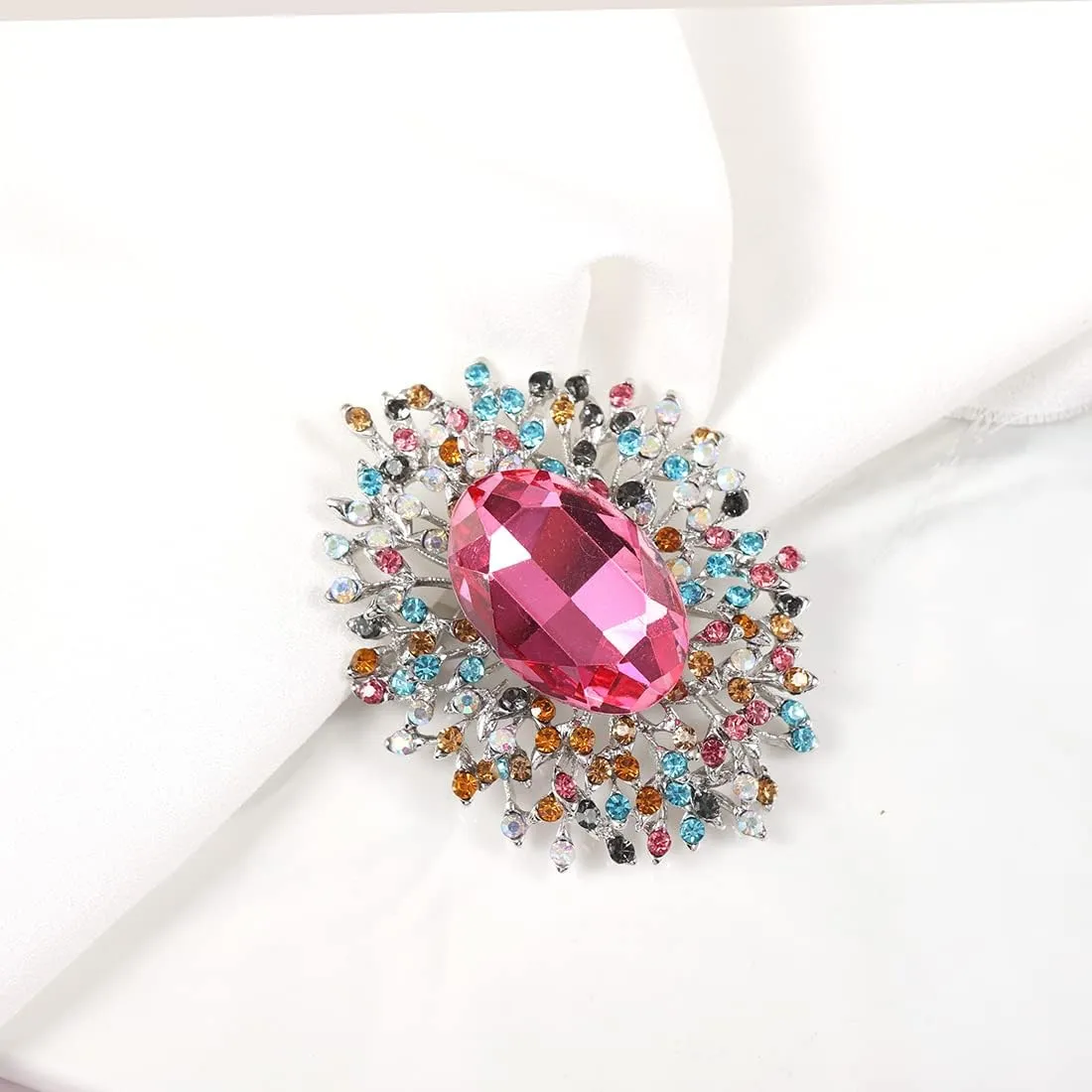 YOQUCOL Elegant Colorful Cubic Zirconia Crystal Bright Rhinestone Brooch Pins for Women Grils