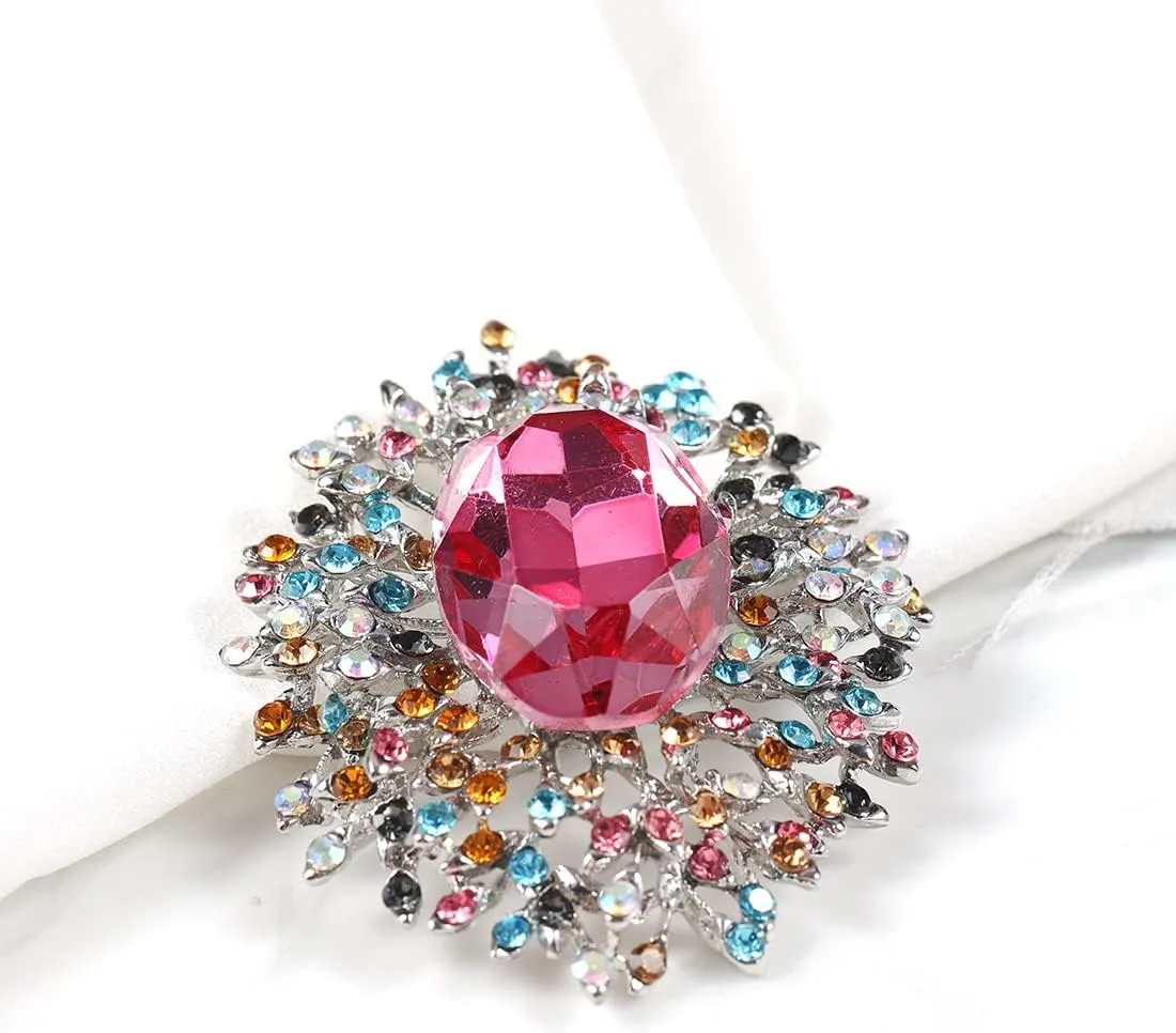 YOQUCOL Elegant Colorful Cubic Zirconia Crystal Bright Rhinestone Brooch Pins for Women Grils