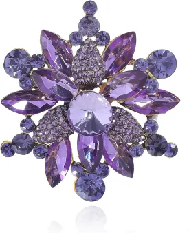 YOQUCOL Vintage Austrian Crystal Rhinestone Flower Shape Brooch Pin for Women