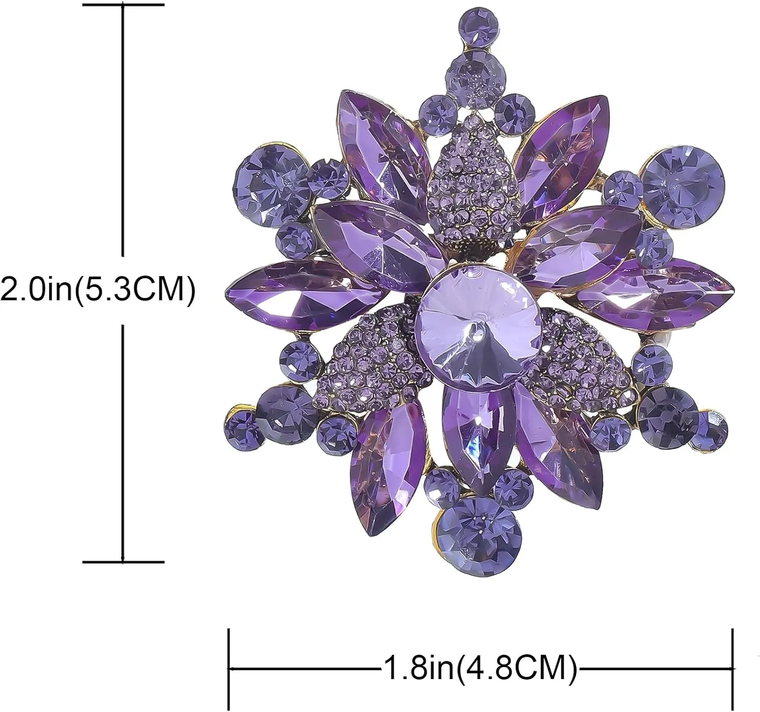 YOQUCOL Vintage Austrian Crystal Rhinestone Flower Shape Brooch Pin for Women